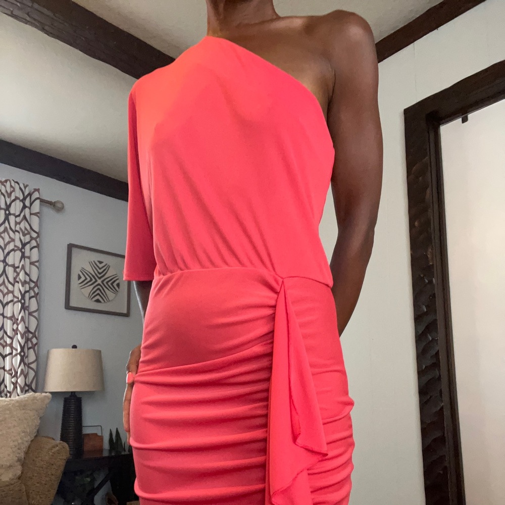 Rachael Roy half sleeve dress. Deep Salmon color